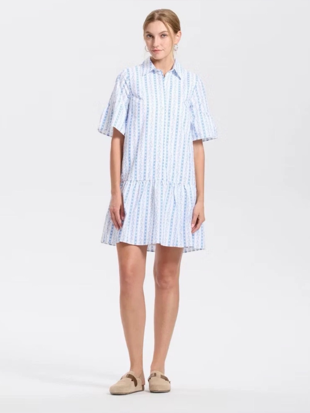 Universal Thread Blue and White Striped Short Shirt Dress